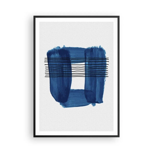 Poster in black frame - Blue and Black Composition - 70x100 cm
