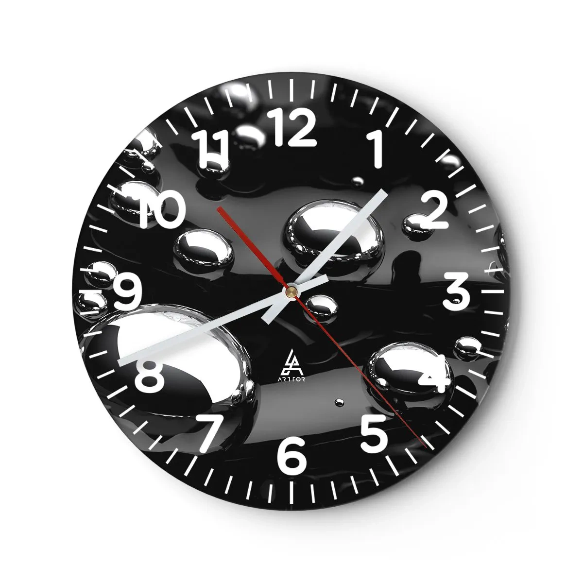 Wall clock - Clock on glass - From Black Depths - 40x40 cm