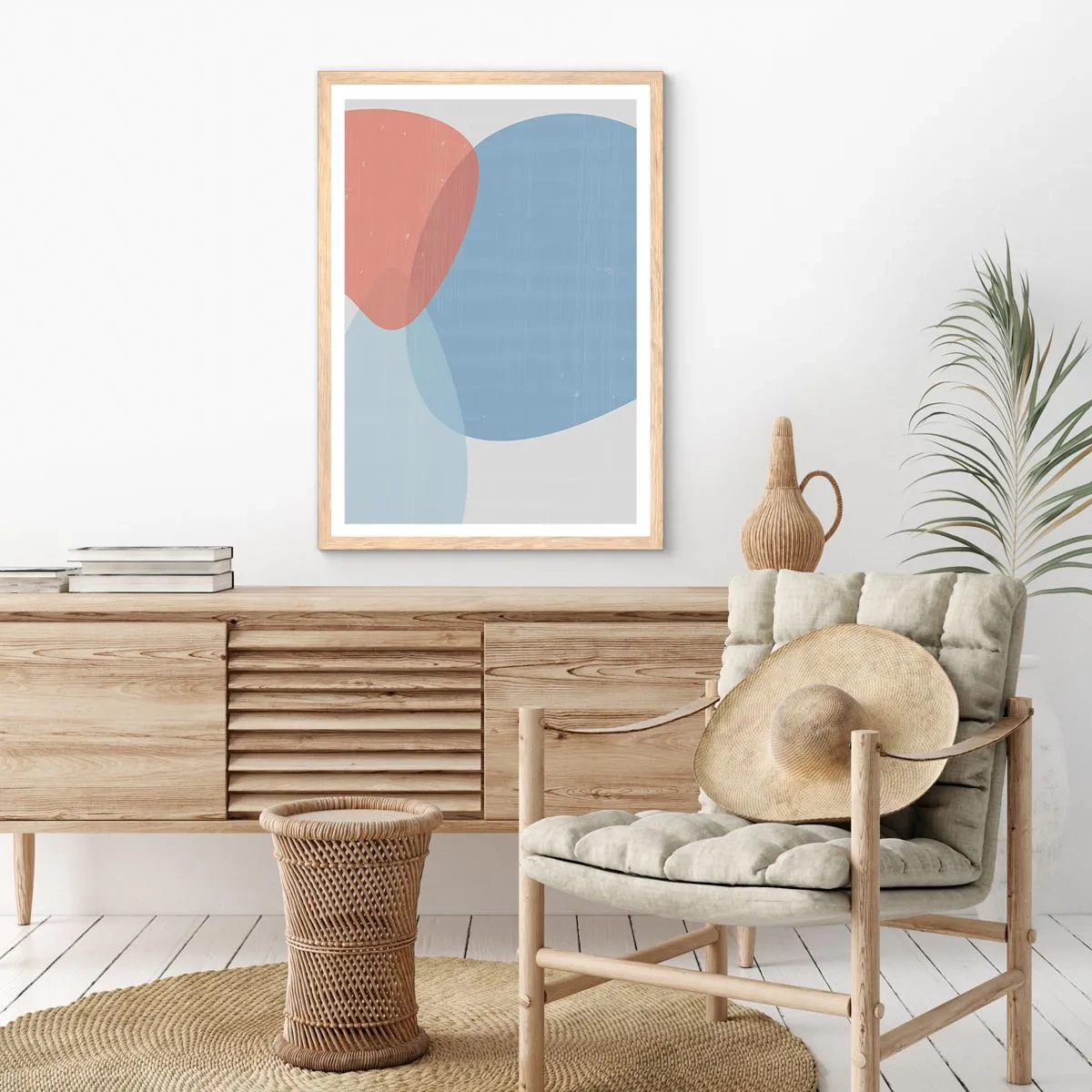 Poster in light oak frame - Pastel Relations - 70x100 cm