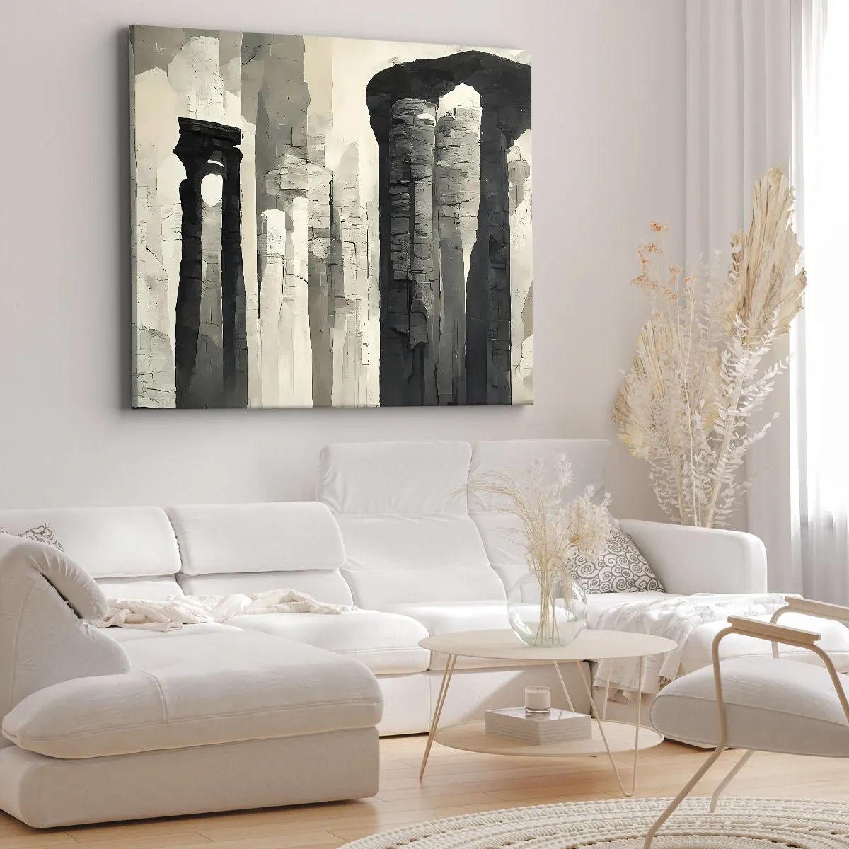 Canvas picture - Historic columns in an atmospheric monochromatic setting - 70x50cm - Majesty of Antiquity - Modern wall decoration for the living room and bedroom ARTTOR
