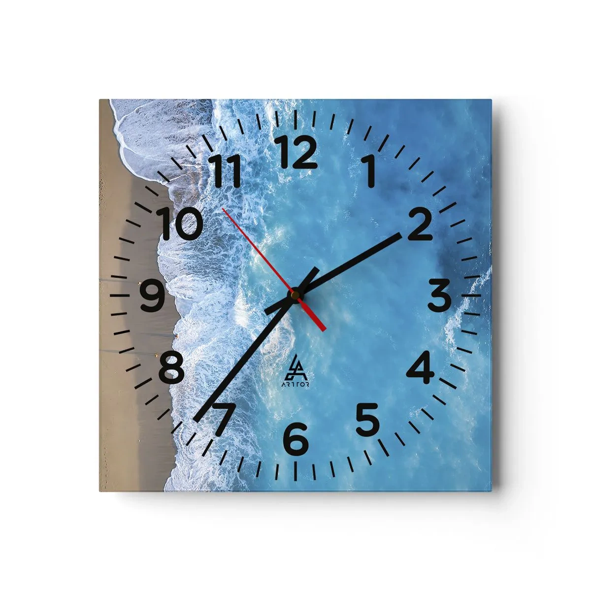 Wall clock - Clock on glass - Power of the Blue - 30x30 cm