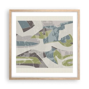 Poster in light oak frame - Composition with Window Pane - 50x50 cm