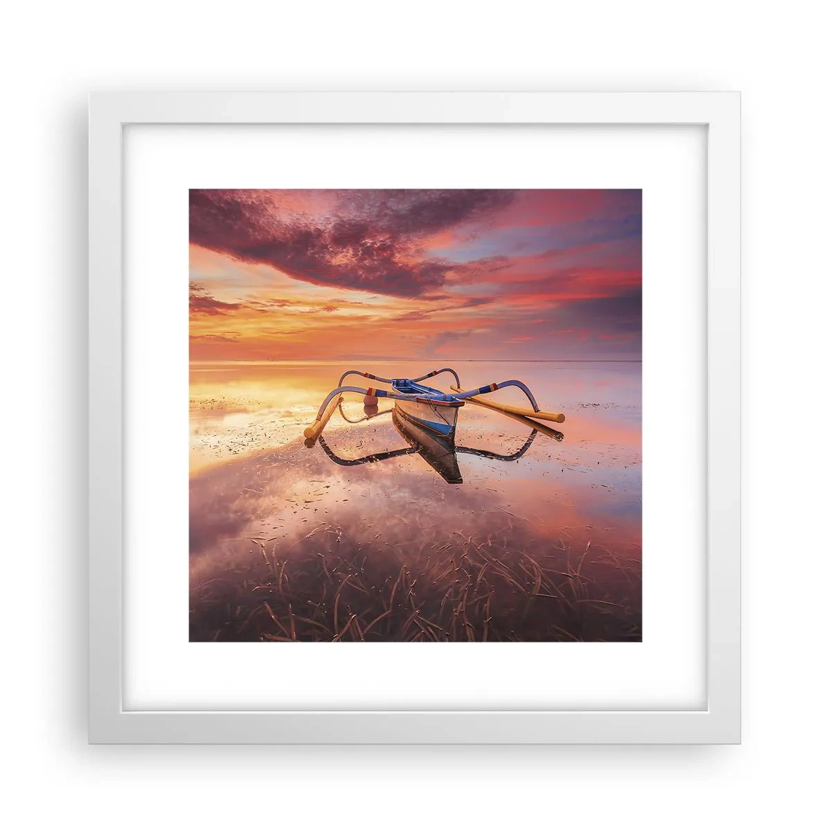 Poster in white frmae - Tranquility of Tropical Evening - 30x30 cm