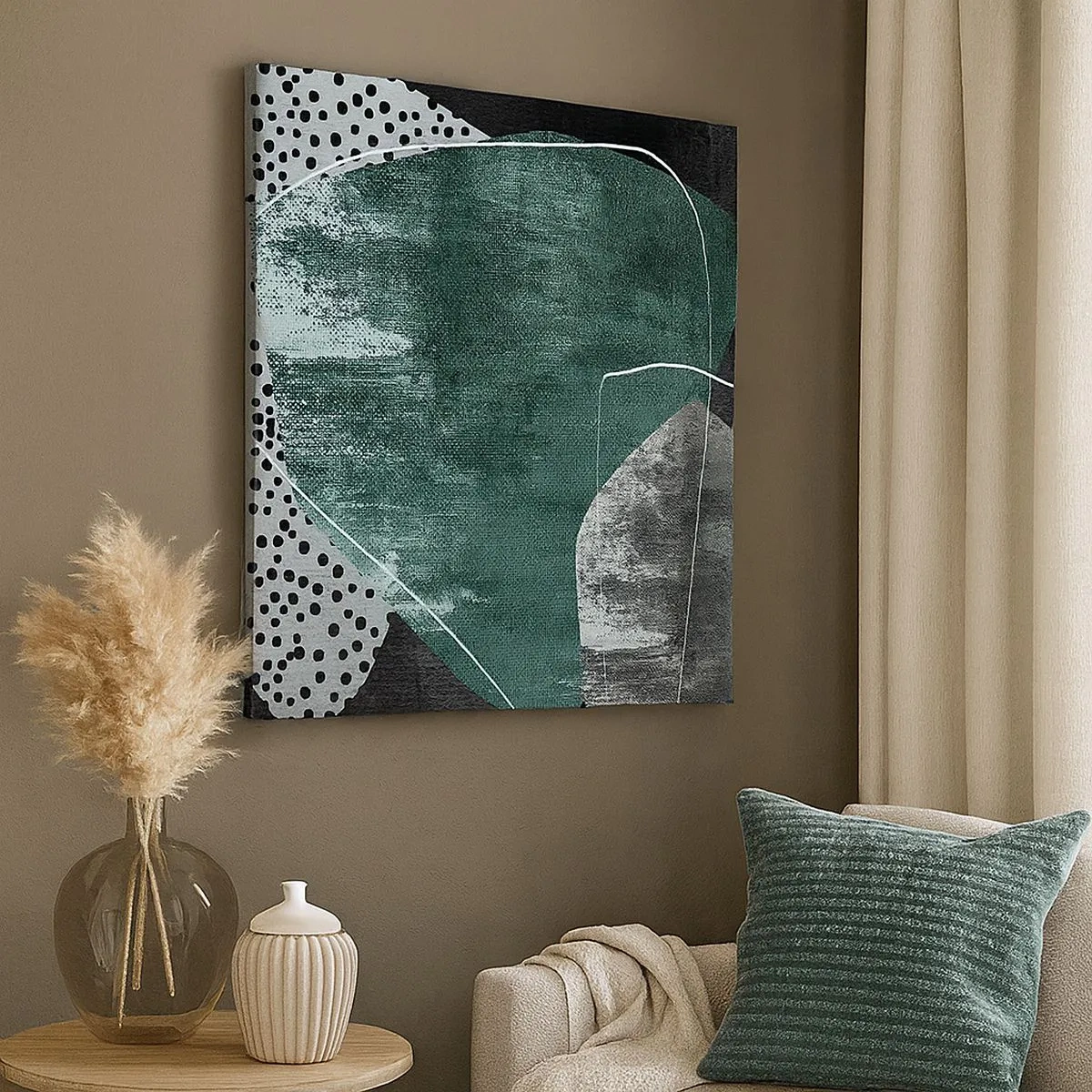 Canvas picture - Colourful Abstract with a Golden Petal - 30x30 cm