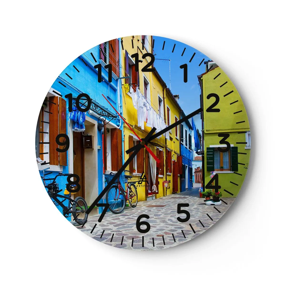 Wall clock - Clock on glass - Sweet, Pastel Alley  - 30x30 cm