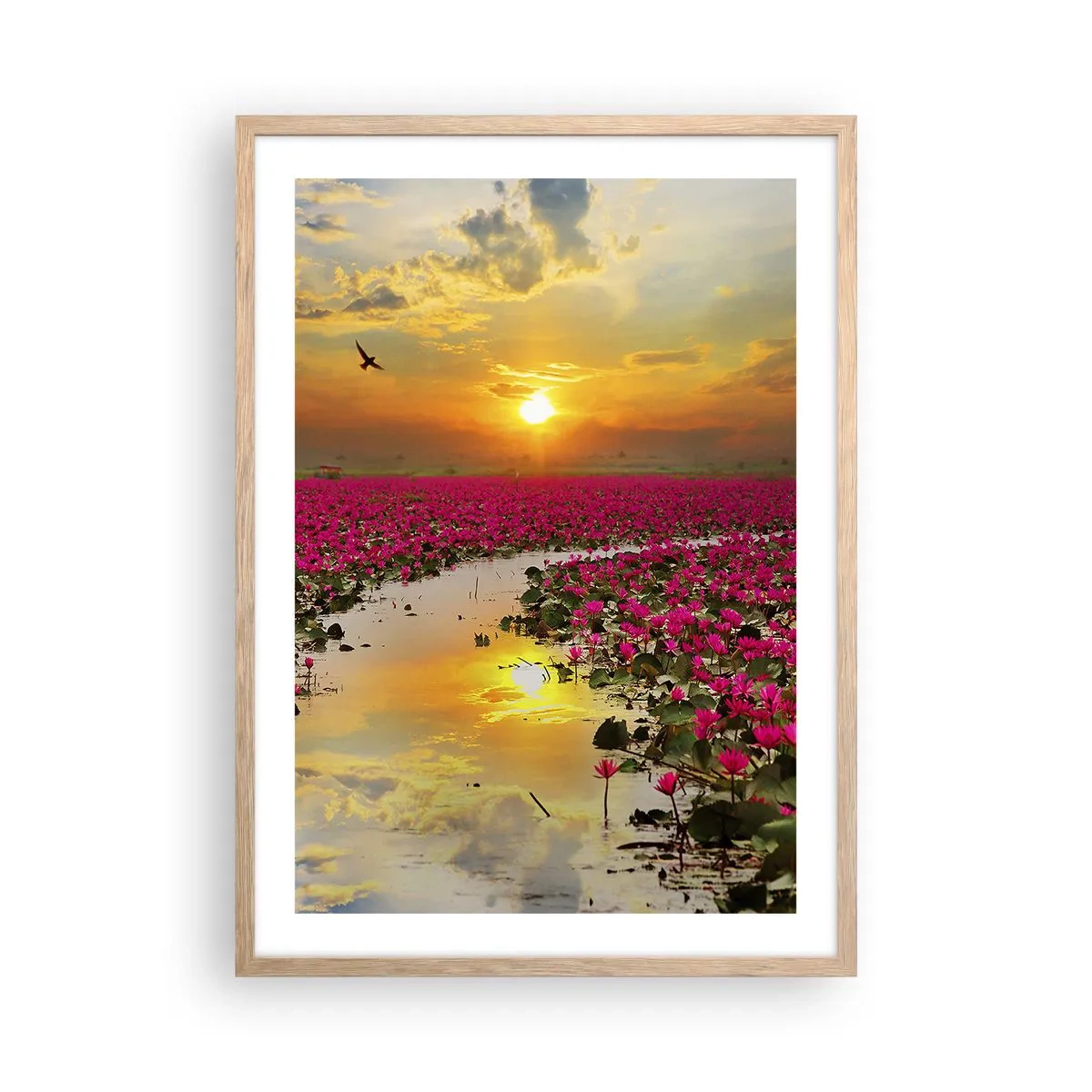 Poster in light oak frame - Secret Life of a Lake - 50x70 cm