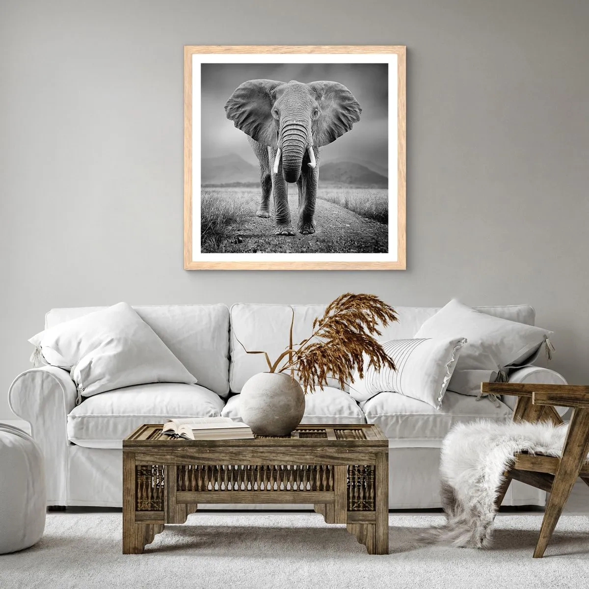 Poster in light oak frame - Welcoming of the Host - 60x60 cm
