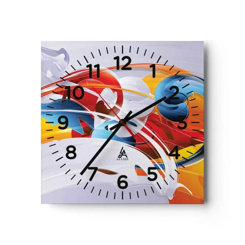 Wall clock - Clock on glass - Dance of Elements - 30x30 cm