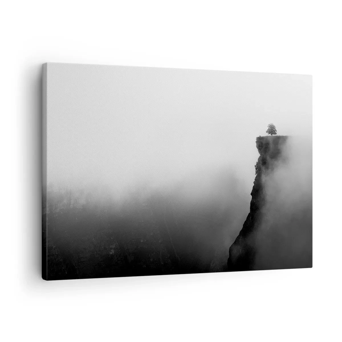 Canvas picture - A lone tree on the edge of a cliff surrounded by fog - 70x50cm - On the Edge of the World - Modern wall decoration for the living room and bedroom ARTTOR