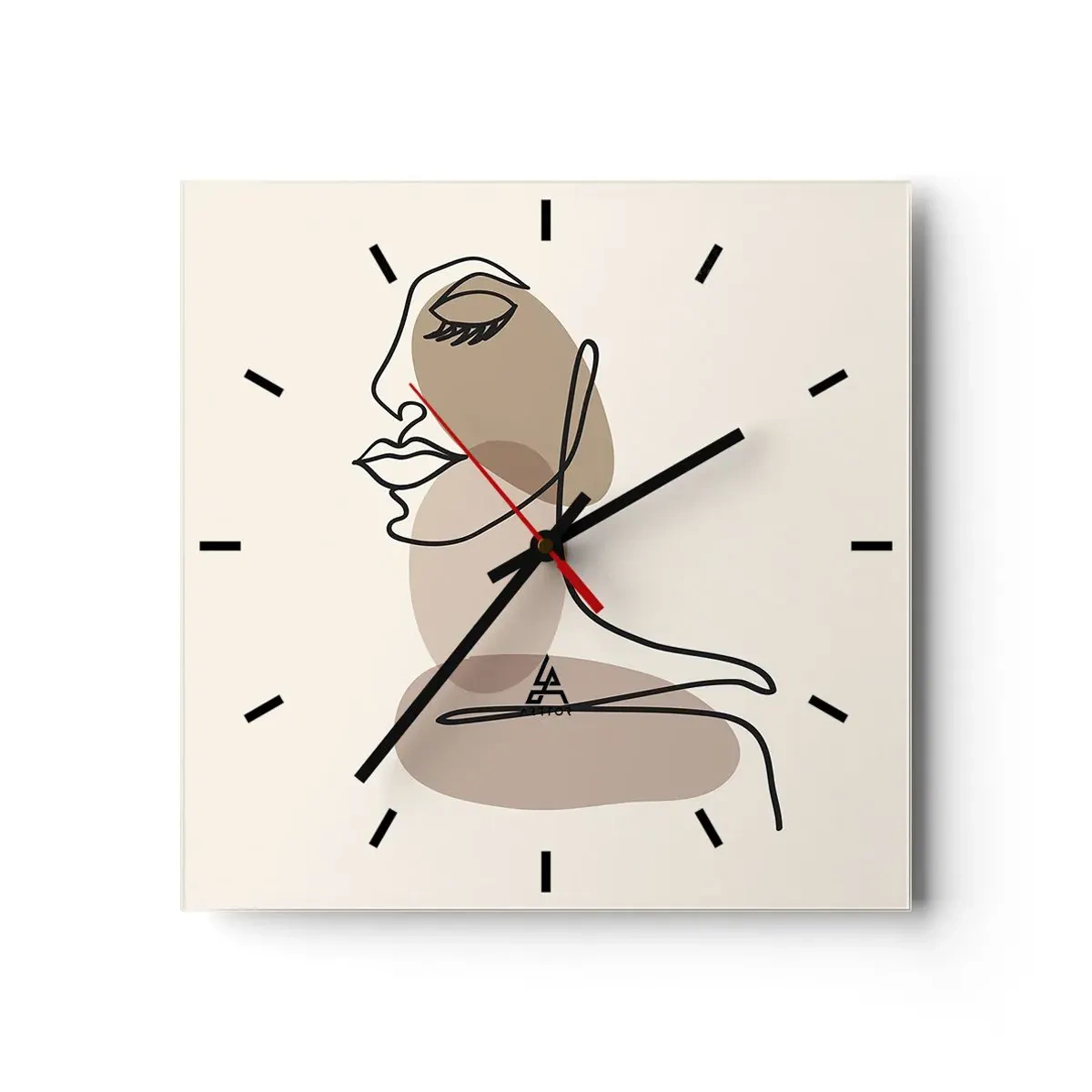 Wall clock - Clock on glass - Listening to Herself - 40x40 cm
