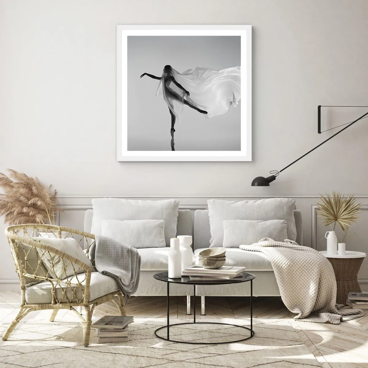 Poster in white frmae - Lightness and Grace - 30x30 cm