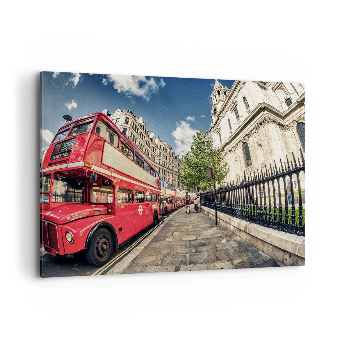 Canvas picture - London Street in Grey and Red - 100x70 cm