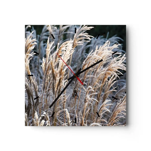 Wall clock - Clock on glass - Decorated with Frost - 30x30 cm