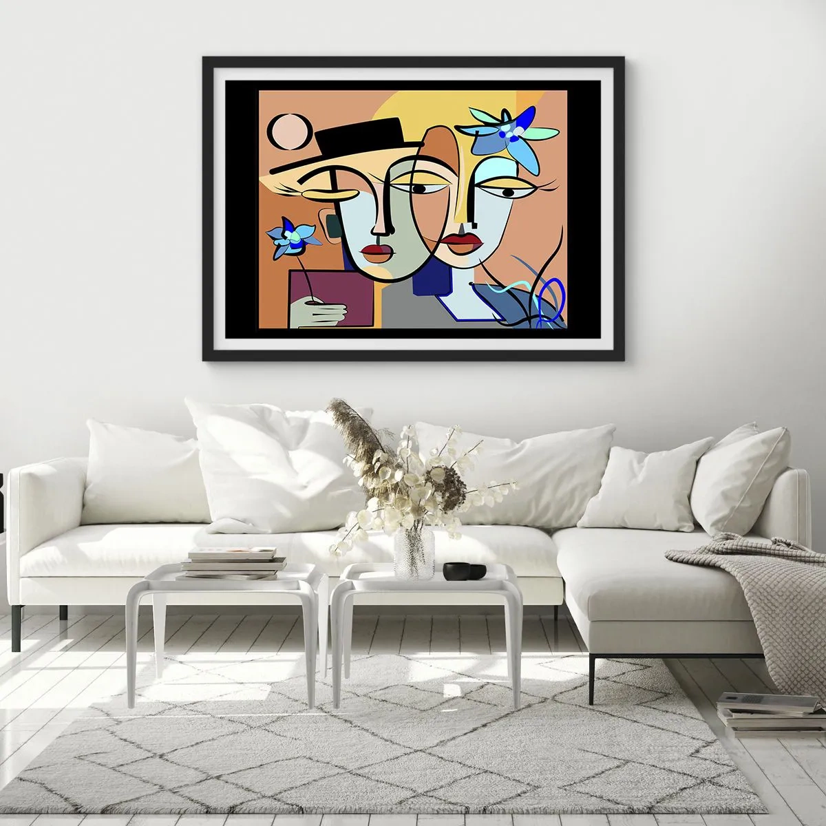 Poster in black frame - Rendez-vous Picasso Style - 40x30 cm