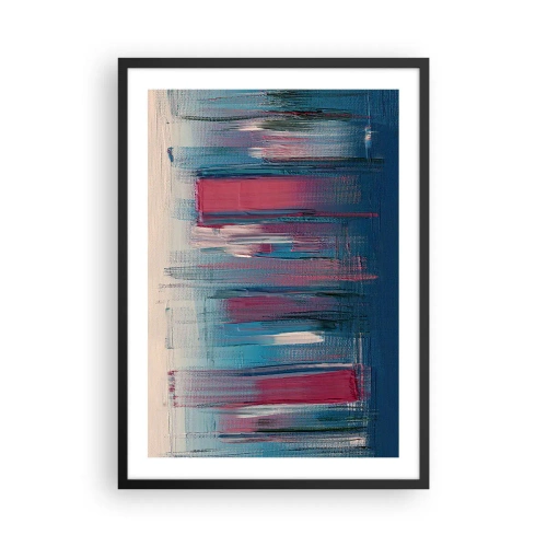 Poster in black frame - Abstract composition in shades of blue and red - 50x70cm - Vertical Composition In Blue And Red - Modern wall decoration for the living room and bedroom ARTTOR