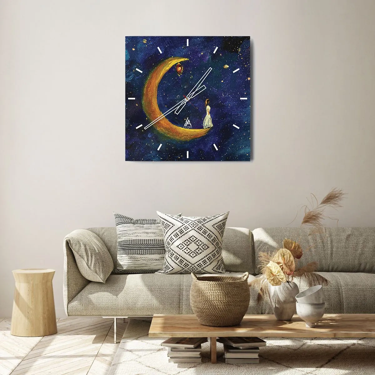 Wall clock - Clock on glass - Calling of the World - 40x40 cm