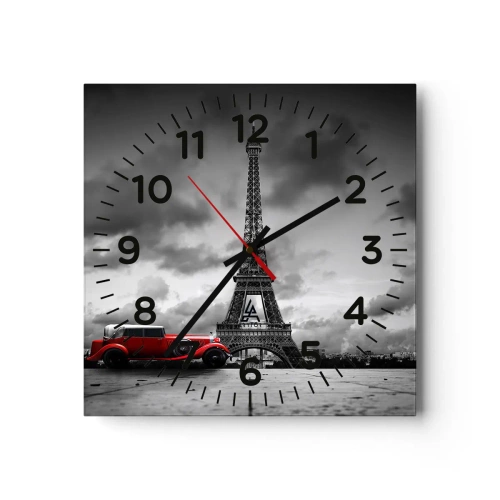 Wall clock - Clock on glass - Not So Long Ago in Paris - 30x30 cm