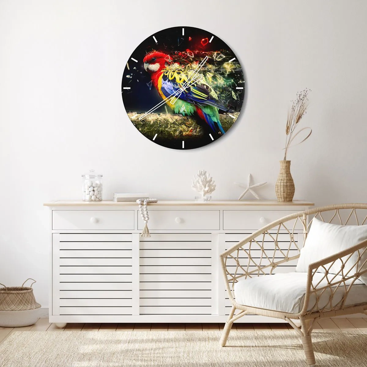 Wall clock - Clock on glass - Messenger of Light - 40x40 cm