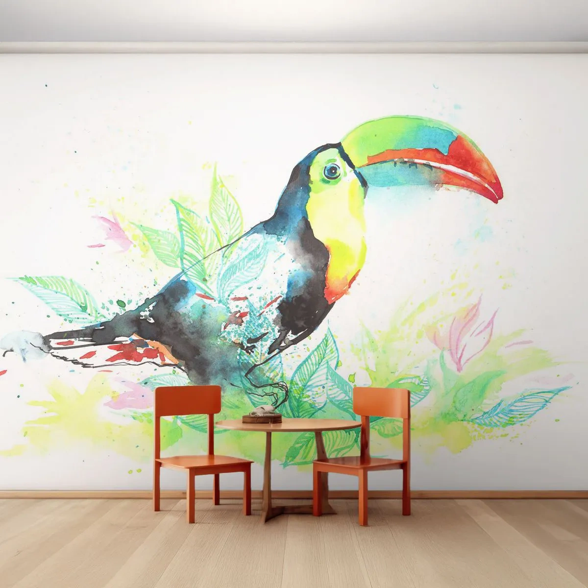 Photo Wallpaper Premium Sand - Colourful like South America - Bird, Toucan, For children - 100x70 cm