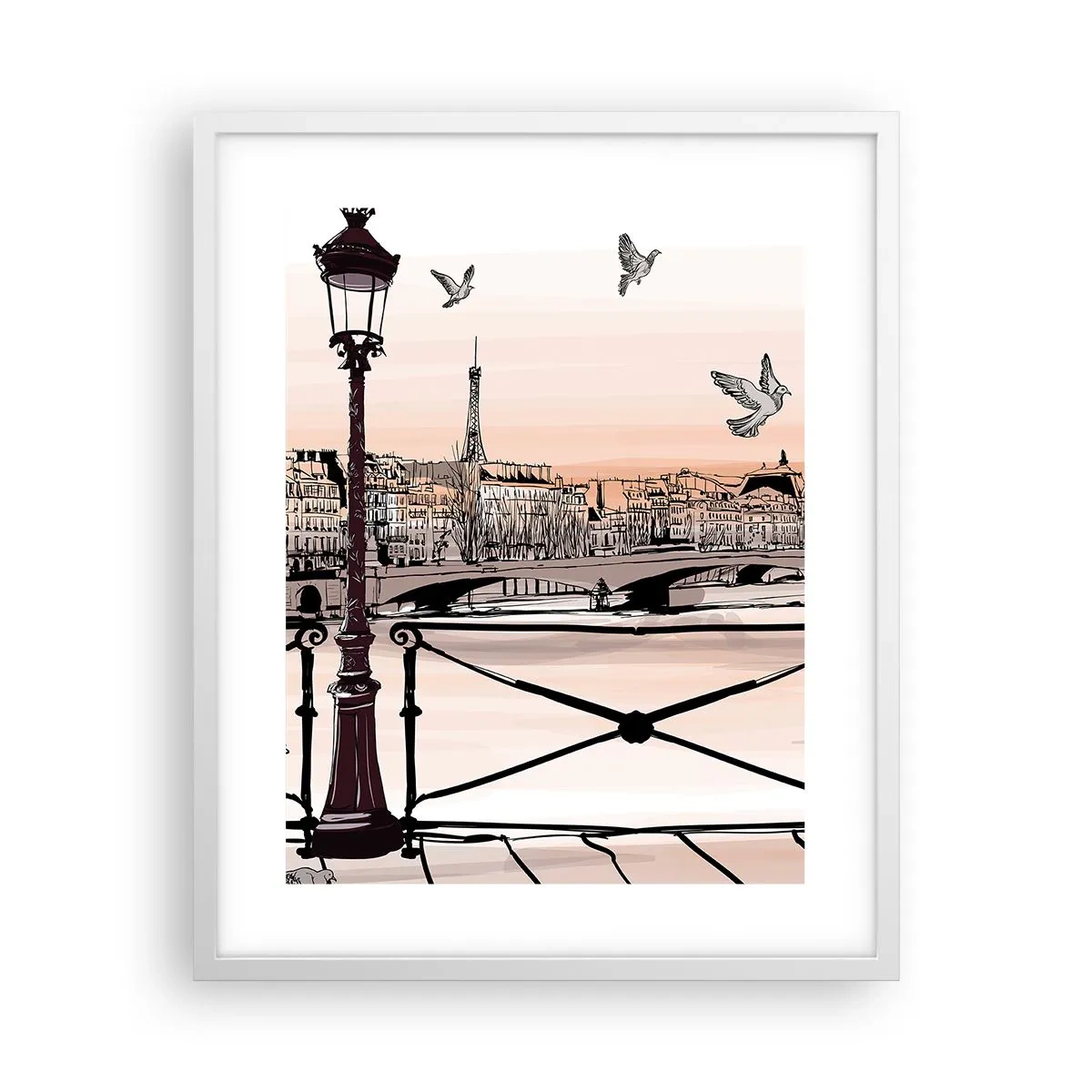 Poster in white frmae - Over the Roofs of Paris - 40x50 cm