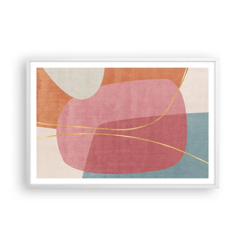 Poster in white frmae - Pastel Composition with a Golden Note - 91x61 cm