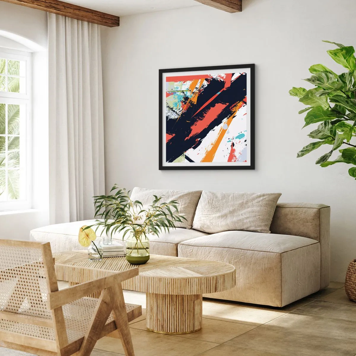 Poster in black frame - Dynamic Composition - 30x30 cm