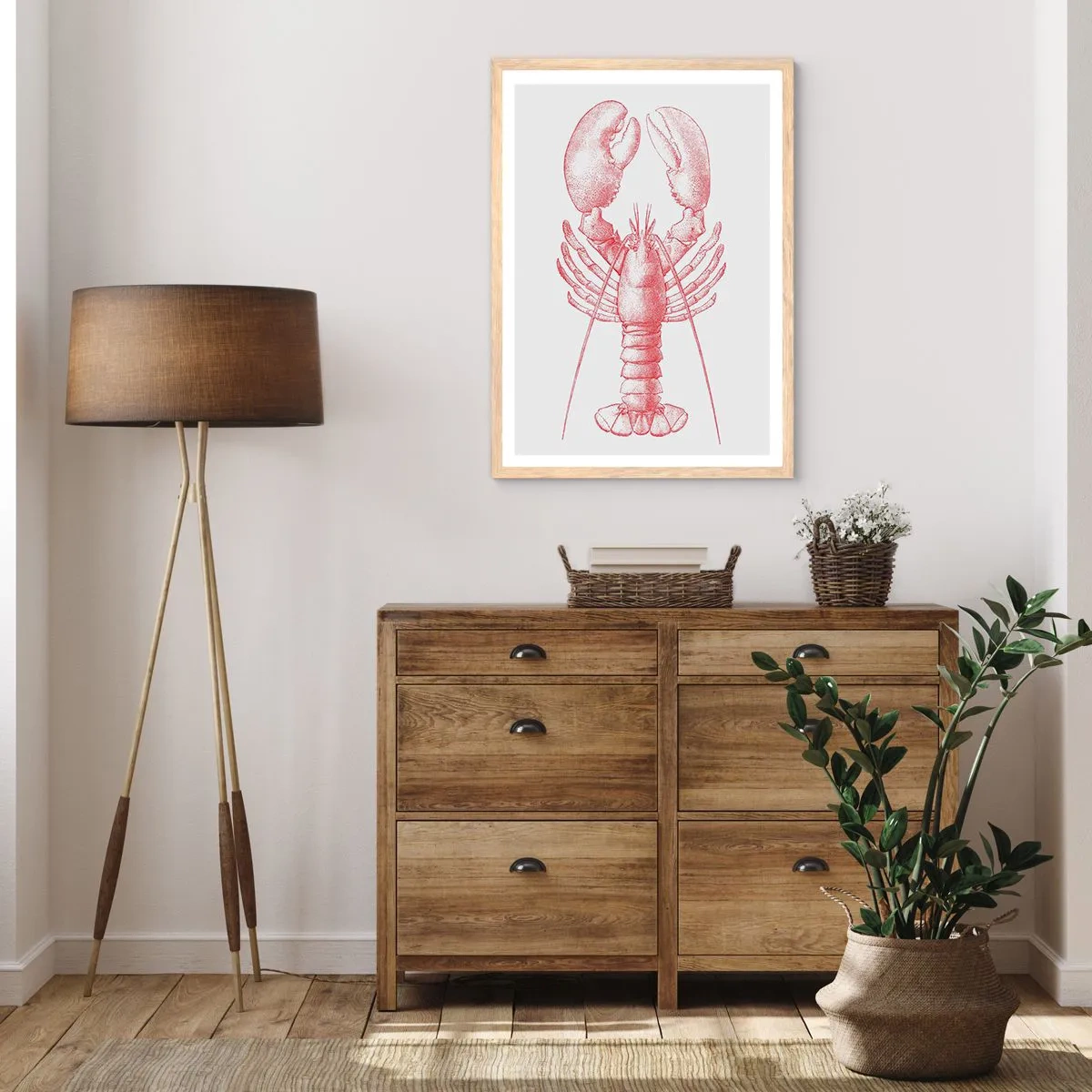 Poster in light oak frame - Lobster Worthy of a Lobster - 61x91 cm