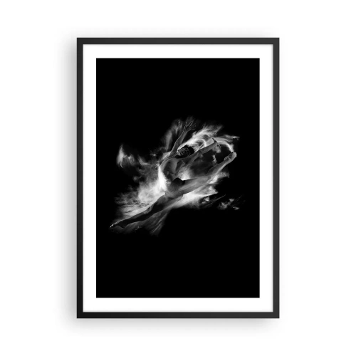 Poster in black frame - A dancer in dynamic movement against a black background - 50x70cm - Stopped i in Flight - Modern wall decoration for the living room and bedroom ARTTOR