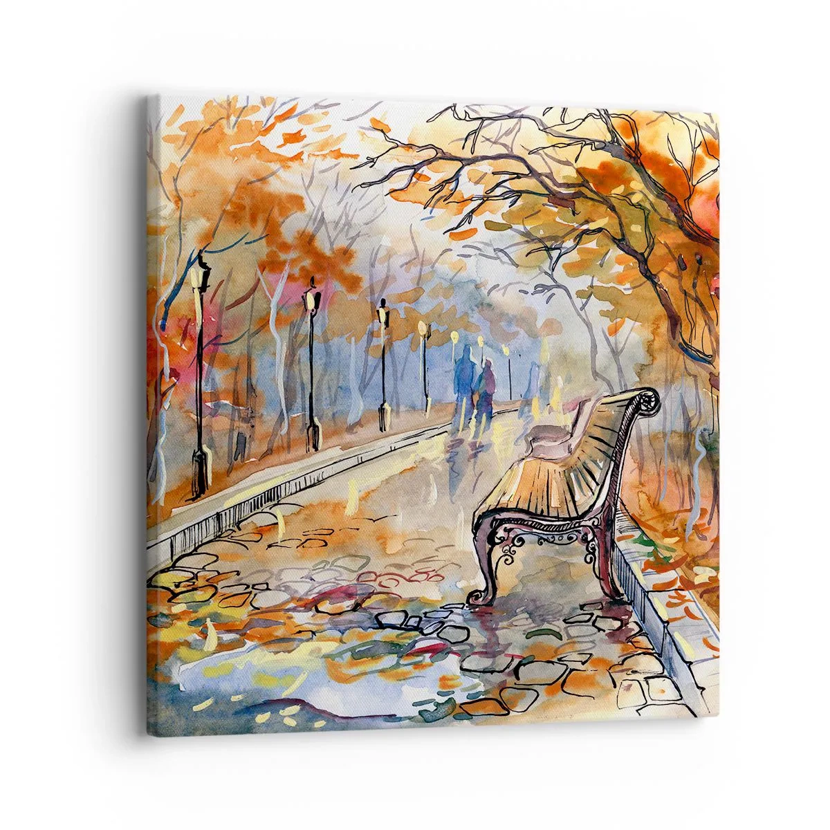 Canvas picture - Walking together into Autumn - 30x30 cm