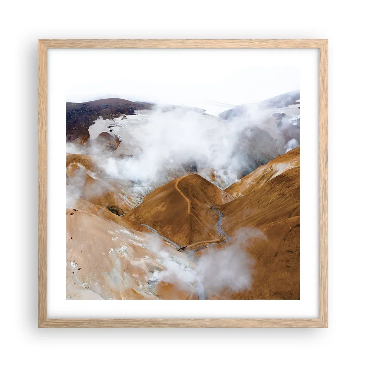Poster in light oak frame - Severe Beauty of Iceland - 50x50 cm