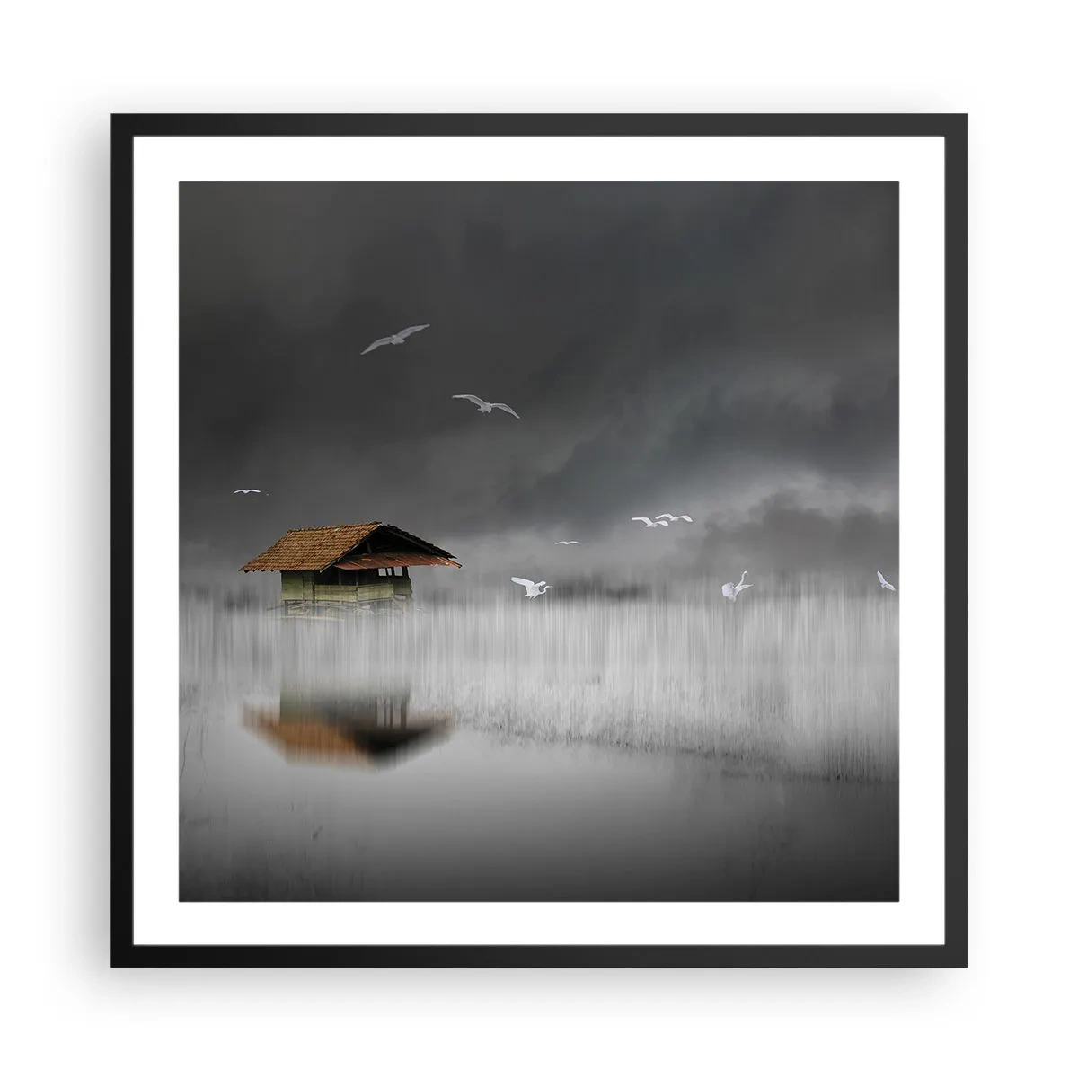 Poster in black frame - Shelter from the Rain - 60x60 cm