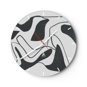 Wall clock - Clock on glass - Abstract Fun in a Maze - 40x40 cm