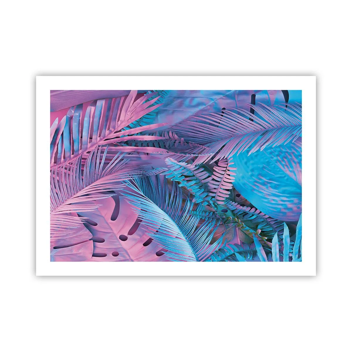 Poster - Tropics in Pink and Blue - 70x50 cm
