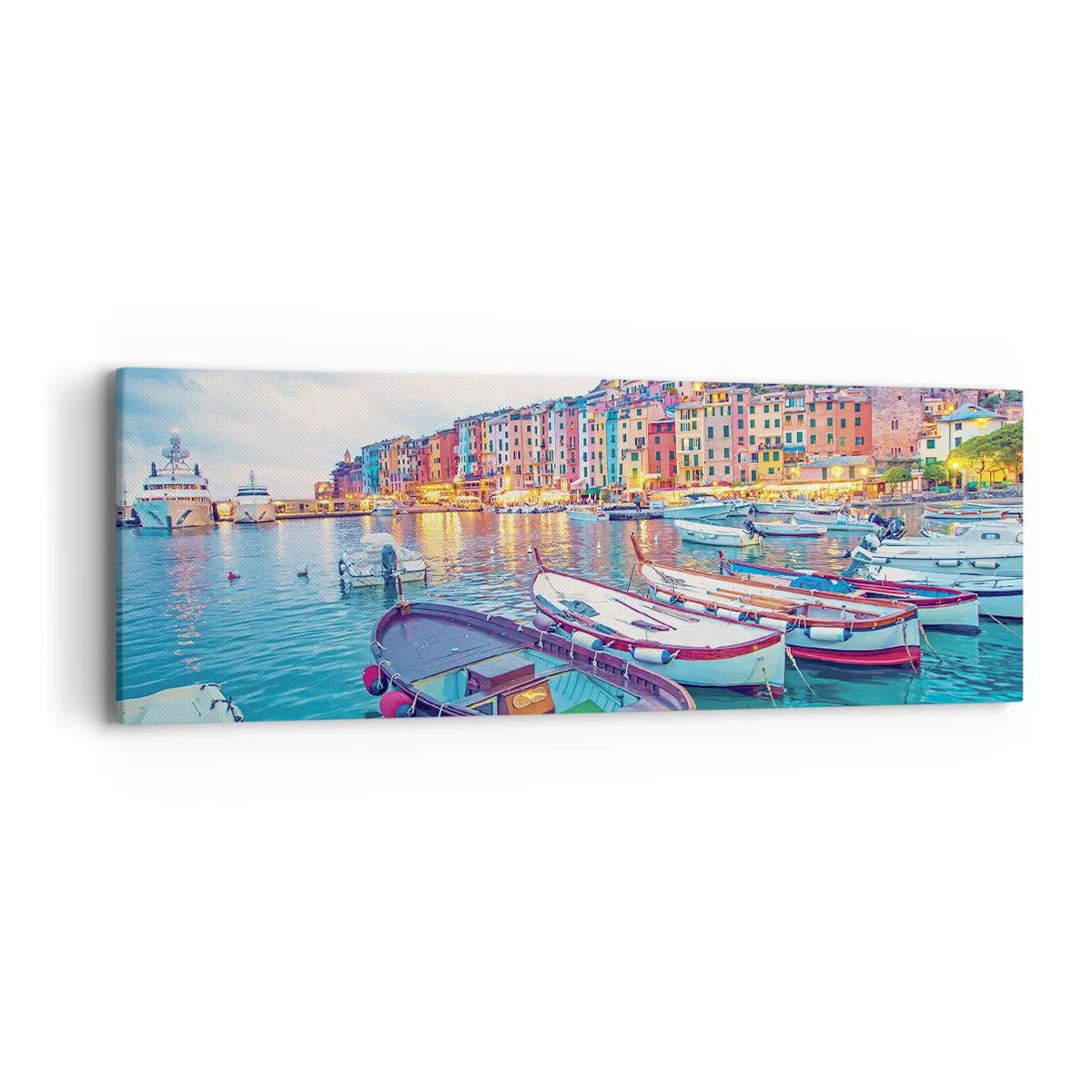 Canvas picture - Colourful Evening in a Port - 90x30 cm