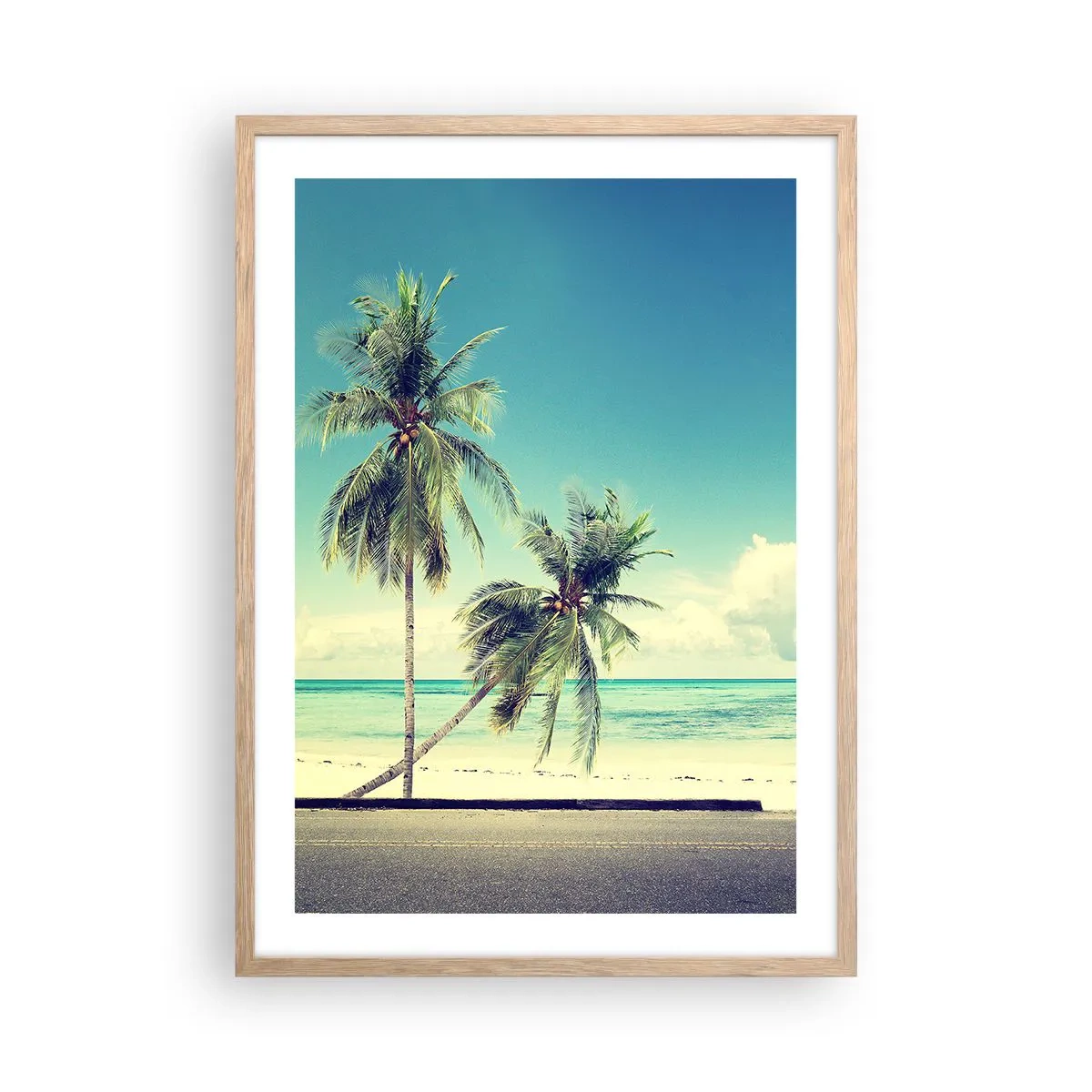 Poster in light oak frame - Holiday Time - 50x70 cm