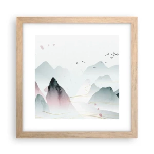 Poster in light oak frame - Over the Peaks - 30x30 cm
