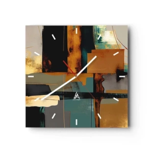 Wall clock - Clock on glass - Abstract - Light and Shadow - 30x30 cm