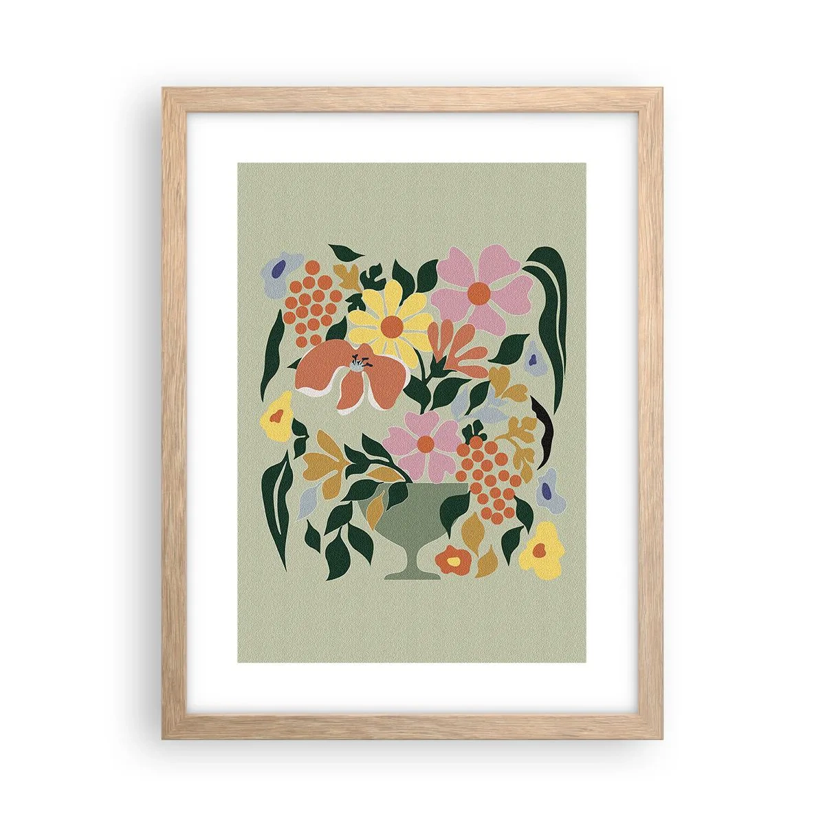 Poster in light oak frame - Bouquet Brimming with Life - 30x40 cm