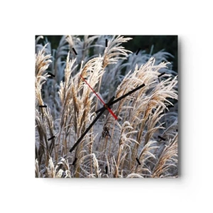 Wall clock - Clock on glass - Decorated with Frost - 40x40 cm