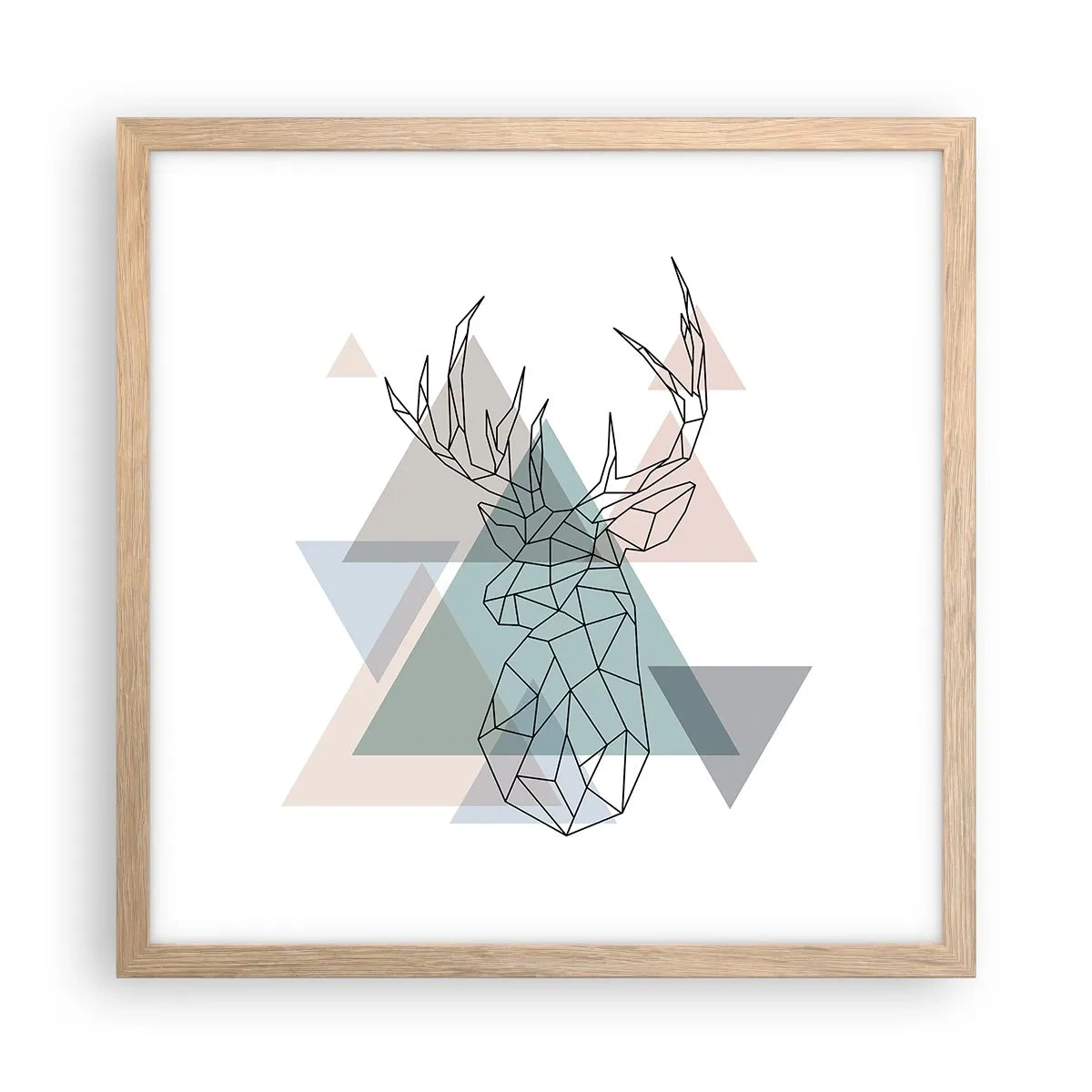Poster in light oak frame - In a Geometrical Forest - 40x40 cm