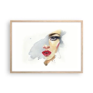 Poster in light oak frame - Reflection in a Waterdrop - 70x50 cm