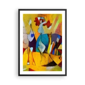 Poster in black frame - Colorful figures in an abstract style - 50x70cm - Sun -Life - Happiness - Modern wall decoration for the living room and bedroom ARTTOR