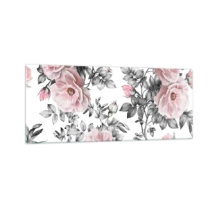 Glass picture - Getting Lost in Rose Flowers - 100x40 cm