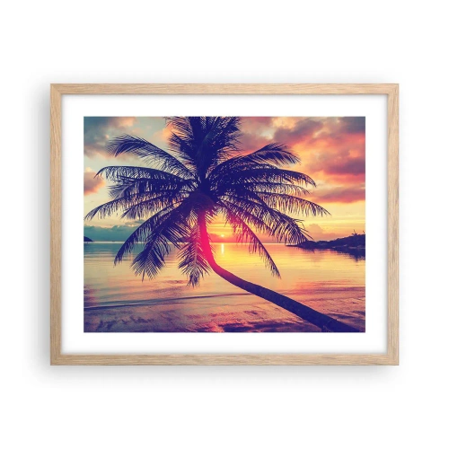 Poster in light oak frame - Evening under the Palm Trees - 50x40 cm