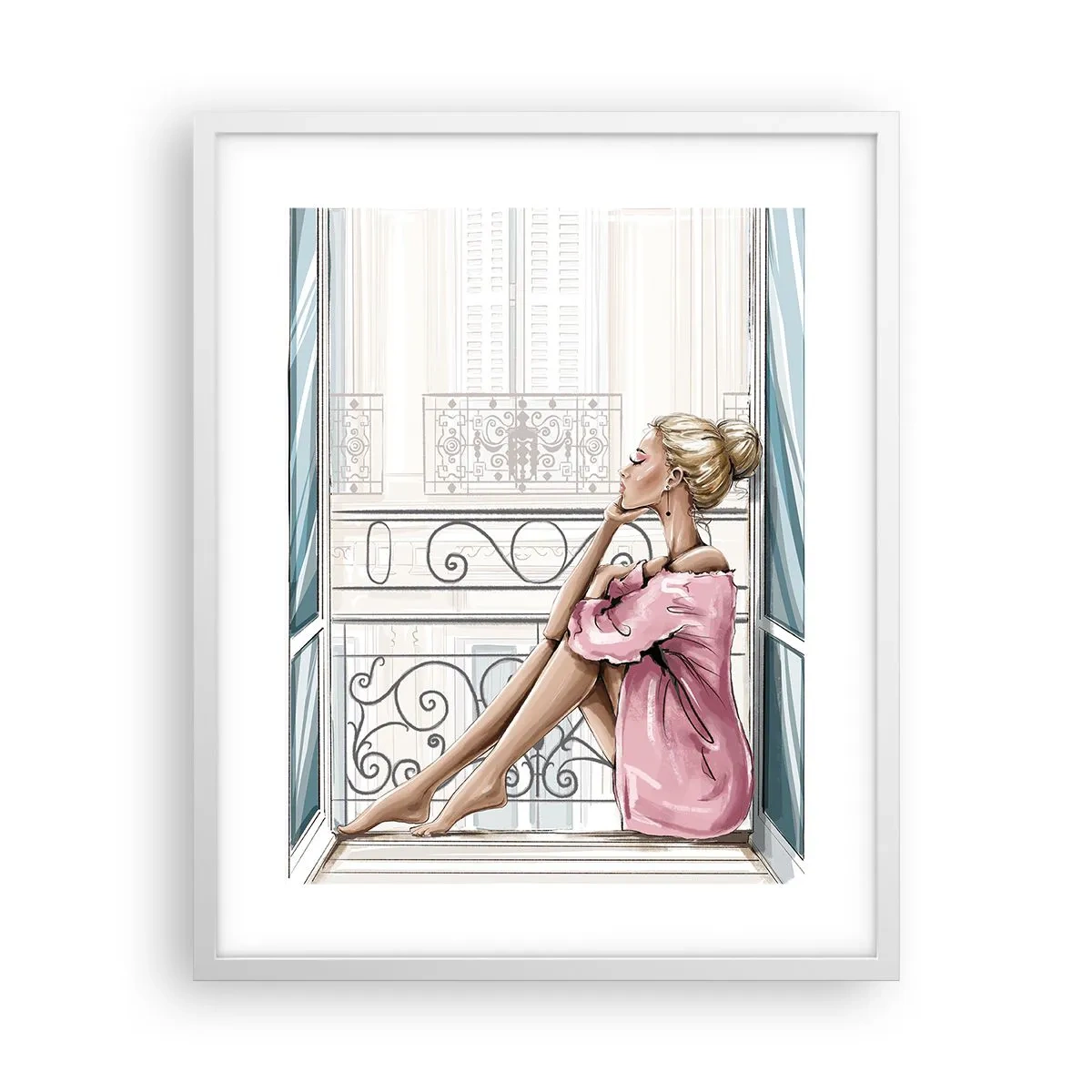 Poster in white frmae - Morning in Paris - 40x50 cm