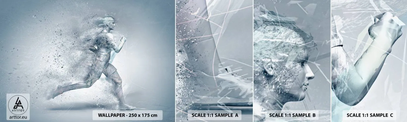 Photo Wallpaper Sample Standard Eco - Crystally Clear Energy - Abstraction, Graphics, Runner - 100x30 cm