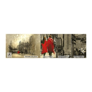 Photo Wallpaper Sample Premium Canvas - A Date in London Fog - City, London, Architecture - 100x30 cm