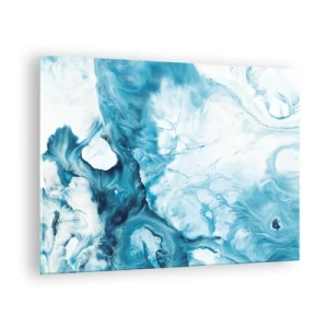 Glass picture - Abstract composition in shades of blue and white - 70x50cm - Concert of Blue - Modern wall decoration for the living room and bedroom ARTTOR