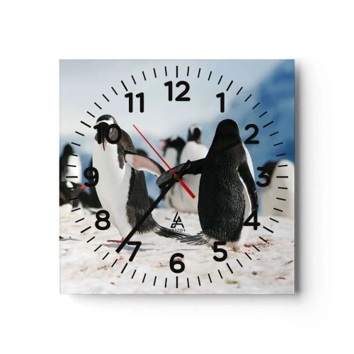 Wall clock - Clock on glass - Dance in the Snow - 30x30 cm