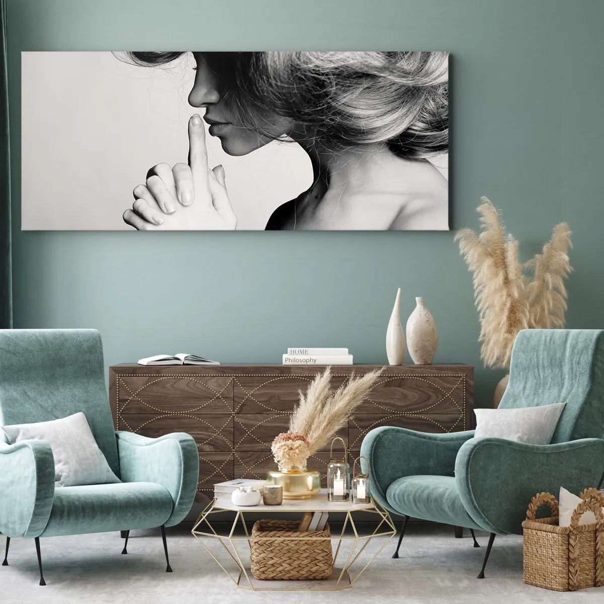 Canvas picture - Listening to Herself - 90x30 cm